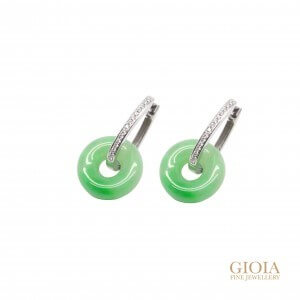 Customised green jadeite earring loop
