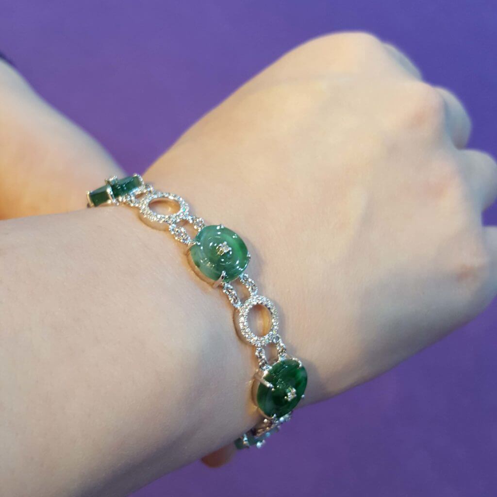 Custom made Oriental Green Jade Bracelet  Customised Engagement Proposal  Ring with Colour Gemstone