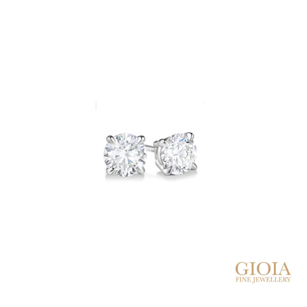 Three Prong Diamond Stud Earrings, 1 Carat total, G/H/I-SI, 14K White Gold  | Diamond Stores Long Island – Fortunoff Fine Jewelry