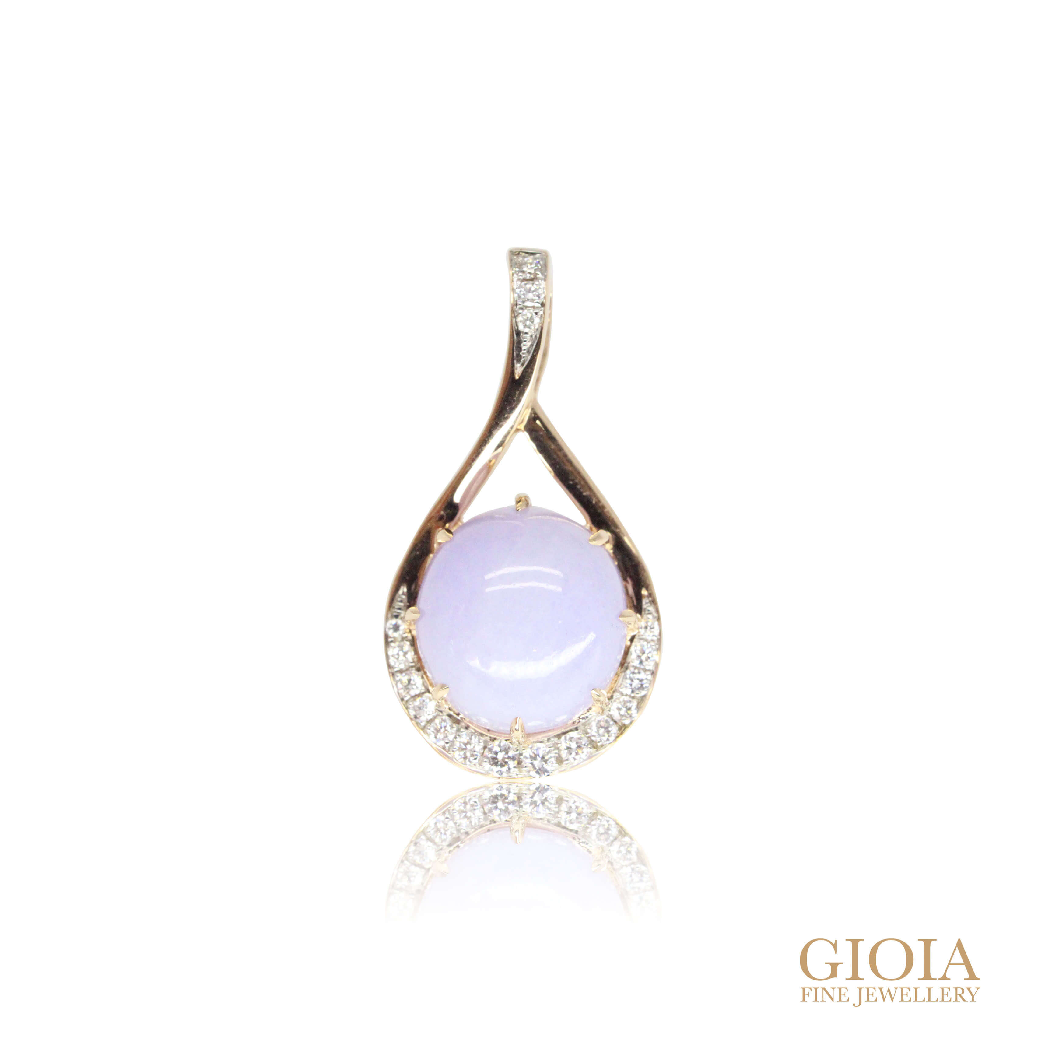 Lavender Jade Pendant - Grade A Jadeite gemstone | custom made unique jewellery with diamond