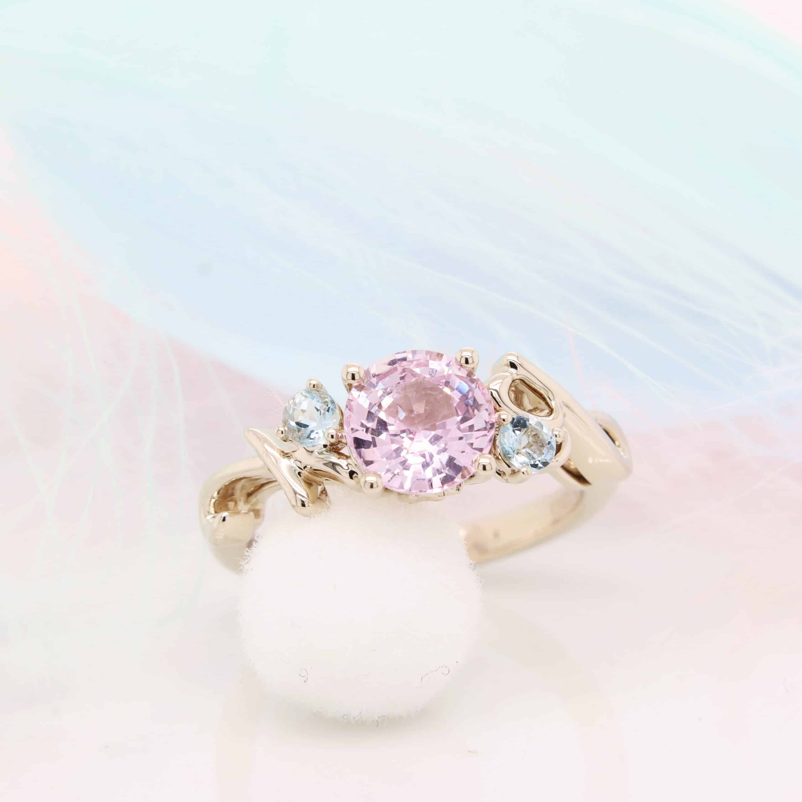 Personalised engagement ring - Featuring a round brilliance pink sapphire.