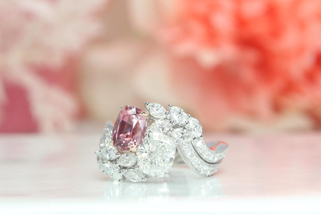 Toi et Moi Ring, Sapphire Padparadscha Cushion, Marquise, Round Brilliant Diamond - Perfect Wedding Ring | Singapore Custom Jewellery in Wedding Jewellery.