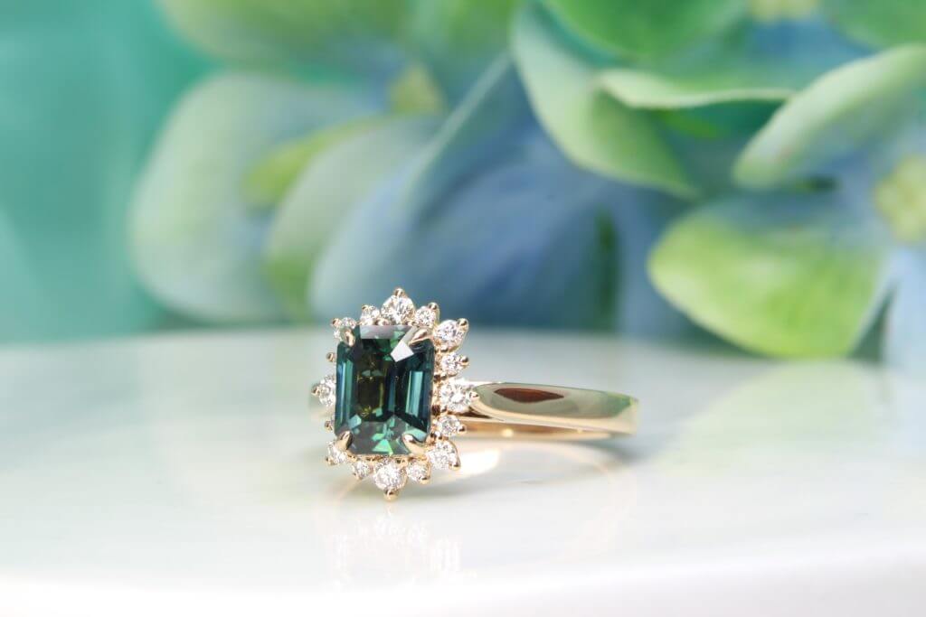 Veragene Ring with a 10.48 Carat Blue Green Oval Sapphire and White Ac –  Midwinter Co. Alternative Bridal Rings and Modern Fine Jewelry