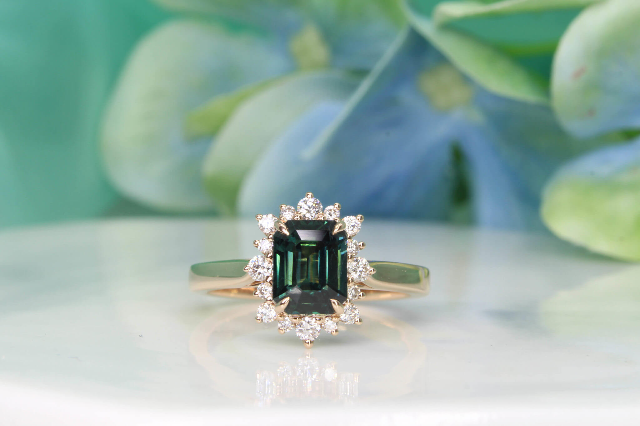 Posy Marquise Light Blue Green Sapphire Halo Ring Size 6 – Ellie Lee Fine  Jewelry
