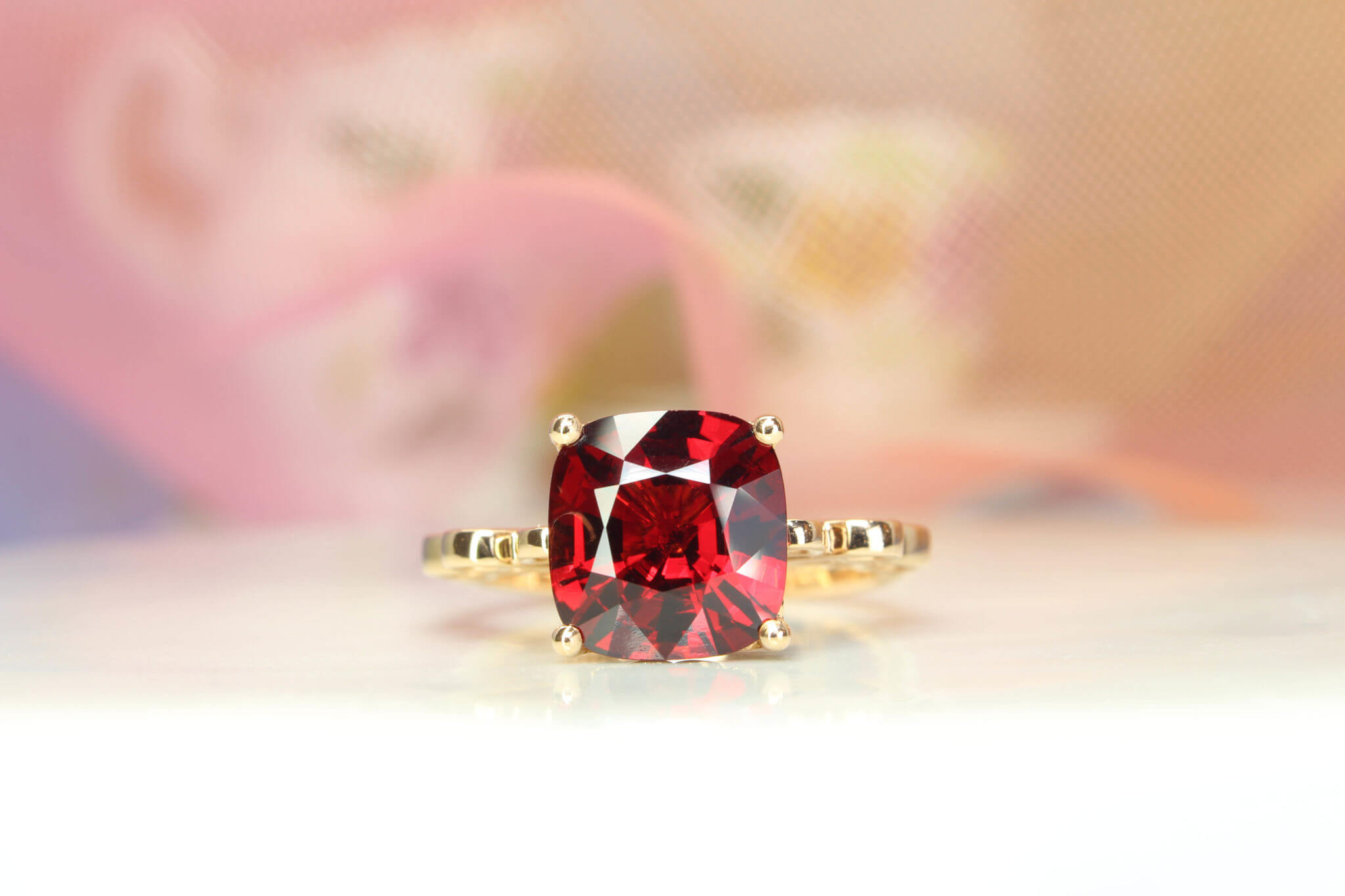 This cinderella carriage fairy tale design ring is a classic example of timeless artistry with vivid red spinel gemstone. The delicate designing of the pumpkin coach featuring a majestic red spinel and diamond elegantly completes this modern design | Local Singapore Jeweller in customised jewellery and wedding jewellery with fairy tale story.