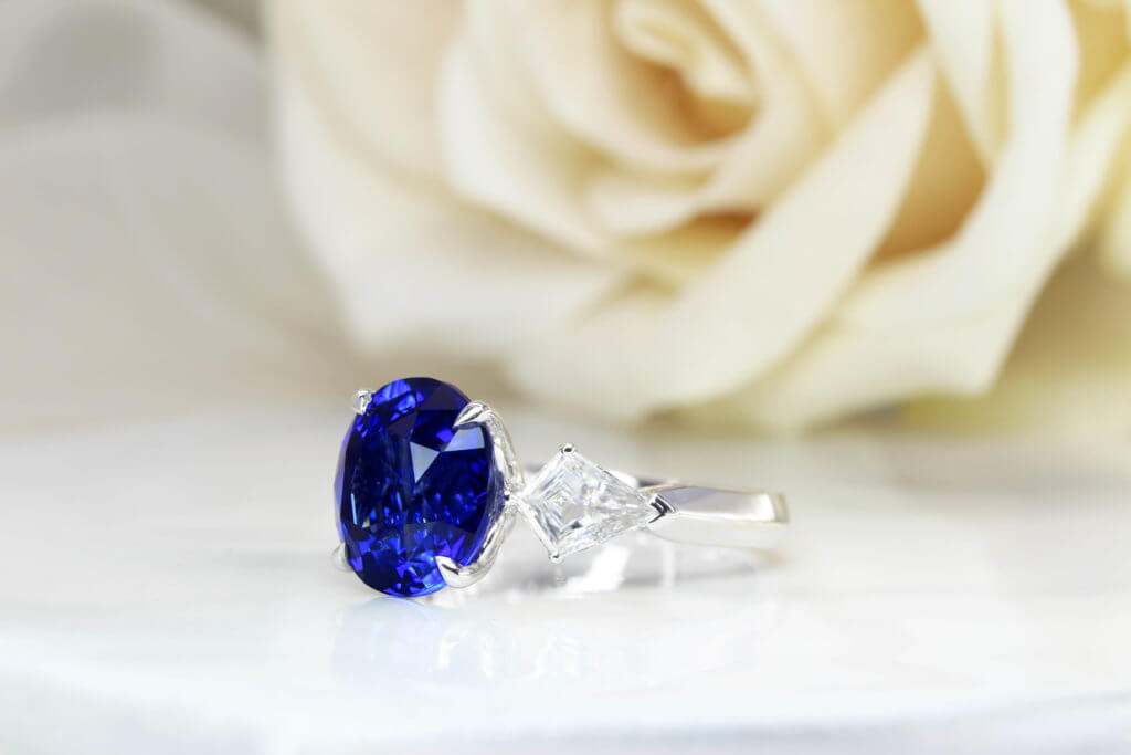 Natural Round Shape Blue Sapphire Statement Ring in 14k White Gold / Genuine  Sapphire Diamond Ring / Gift For Her / Genuine Sapphire Ring - Gems N  Diamond