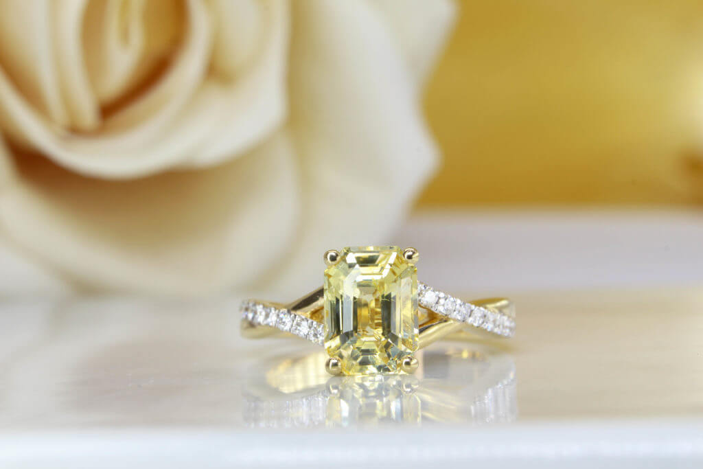 Canary Yellow Sapphire Solid 14 Karat Gold Engagement Ring