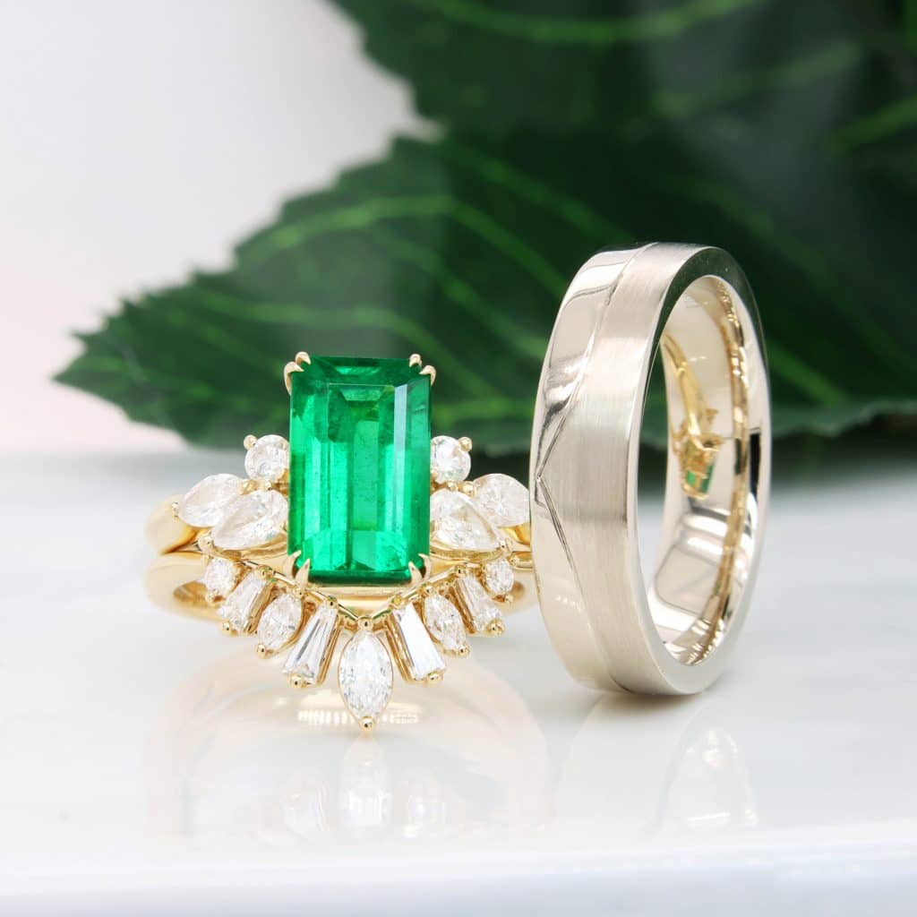Cushion Emerald Engagement Ring Rose Gold Vintage Halo Diamond Ring | La  More Design