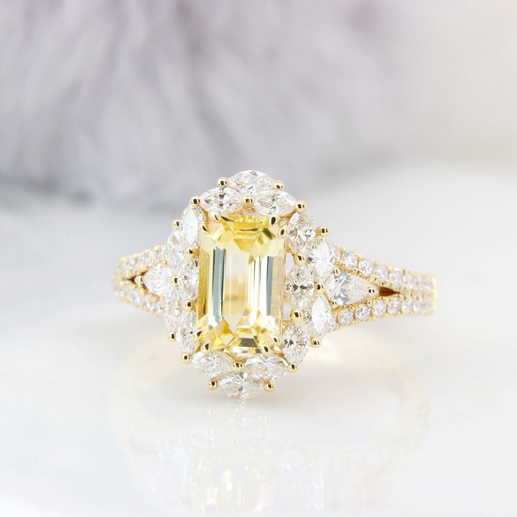 Yellow Sapphire Wedding Ring customised engagement ring with gemstone jewellery in Singapore bespoke jeweller